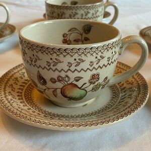 Johnson Brothers Fruit Sampler Cup and Saucer Set of 7
